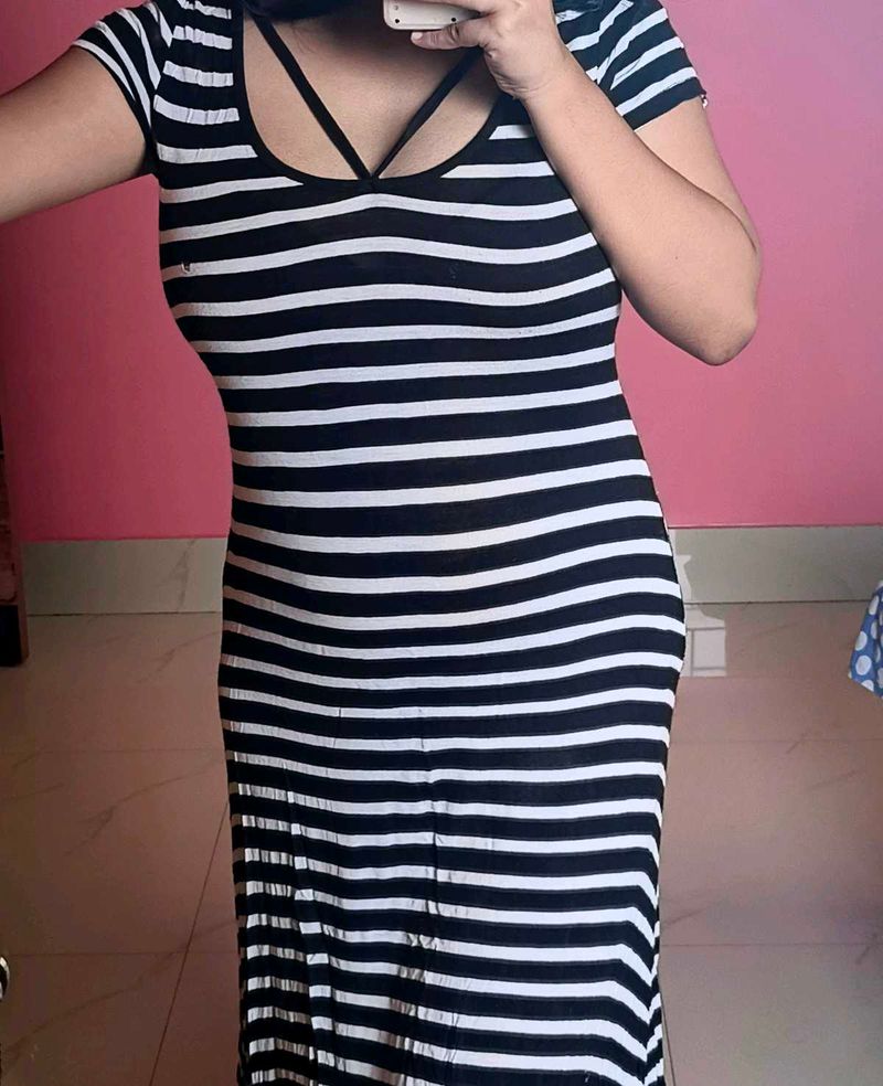 Striped Bodycon Midi Dress