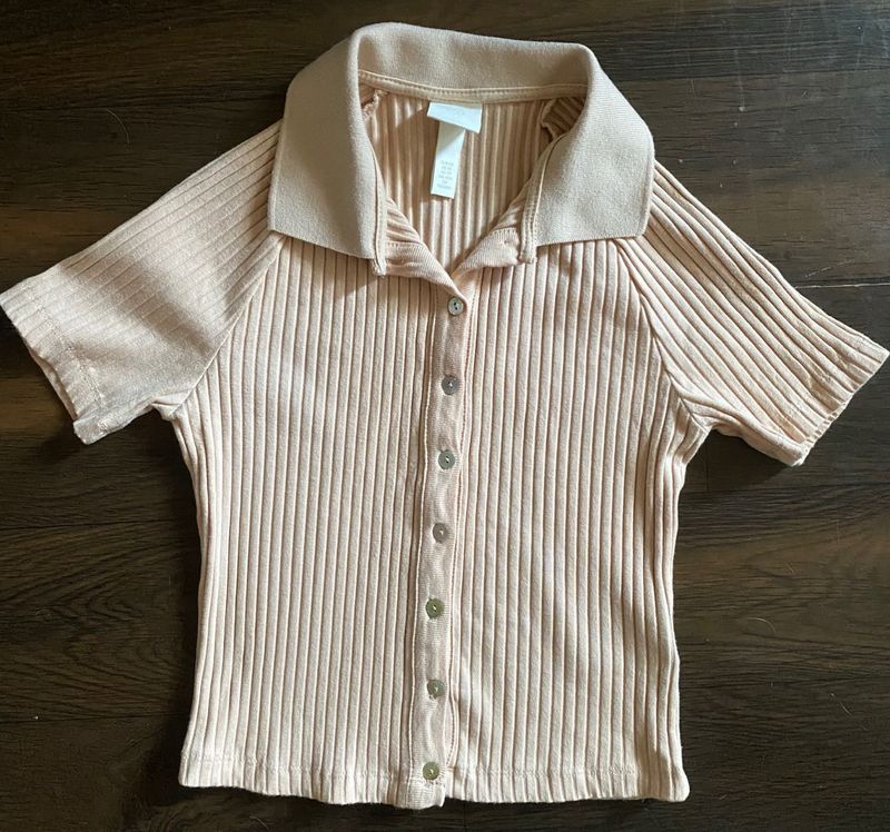 H&amp;M Fitted Ribbed Polo Shirt