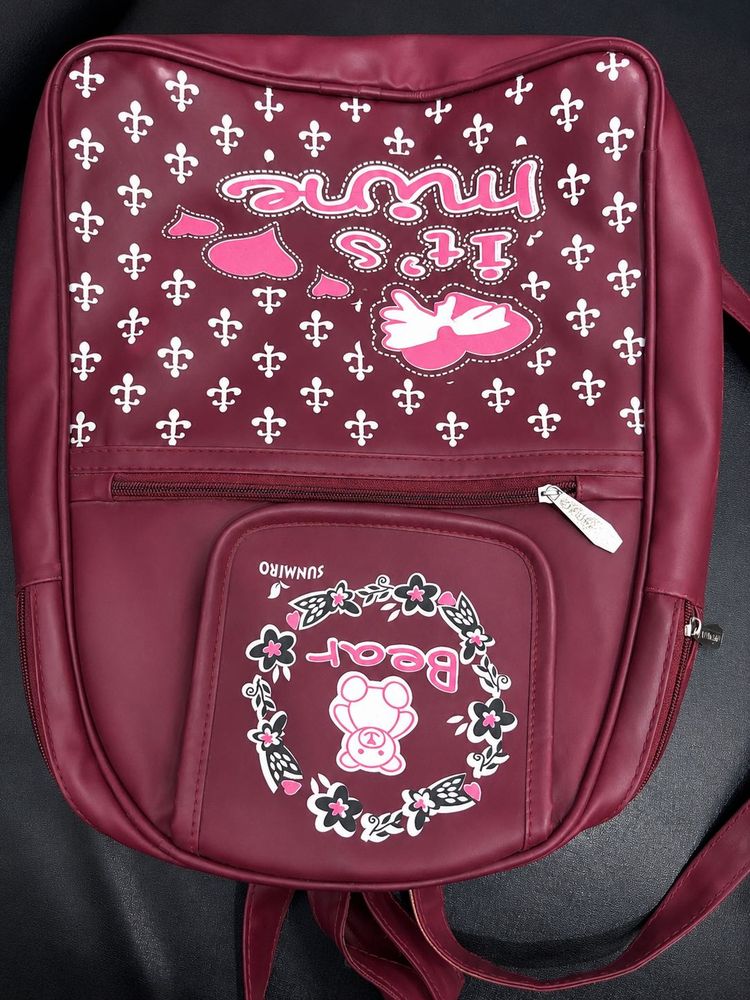 Cute Berry Backpack with Bear &amp; "It's Mine"