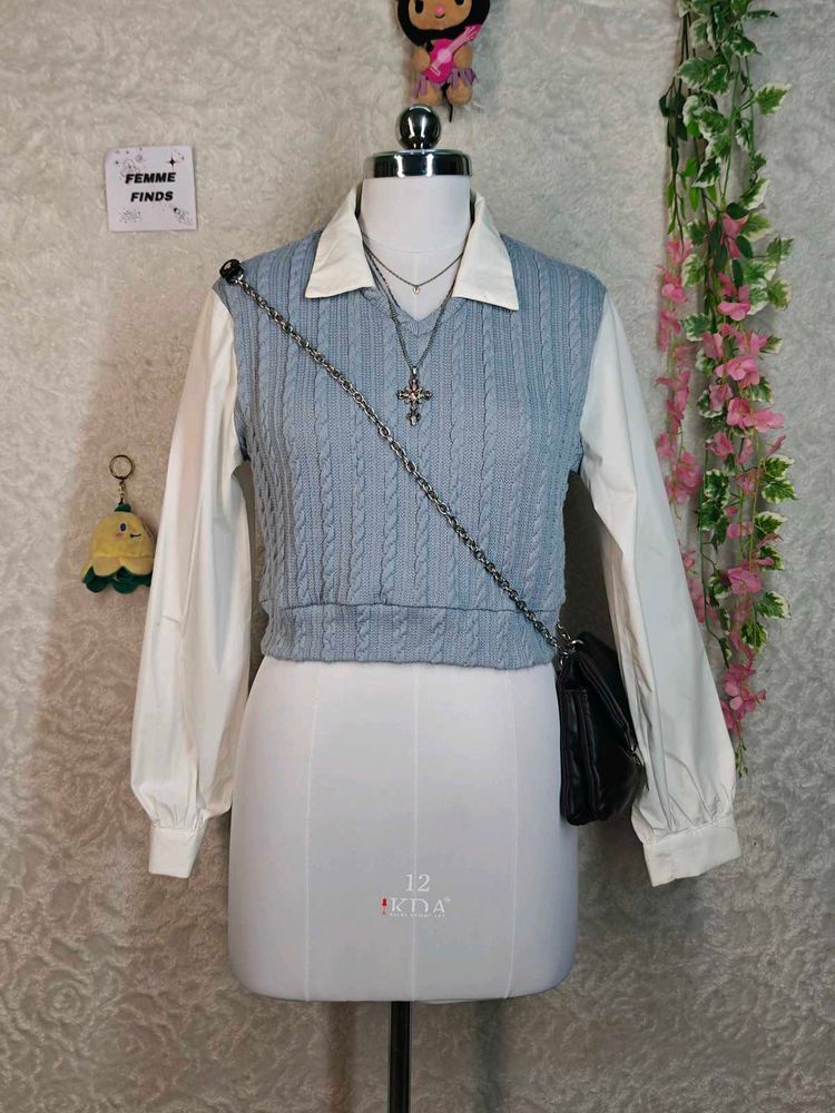 Shein Preppy Cable Knit Vest Top