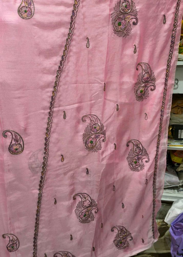 Elegant Pink Embroidered Saree with blouse