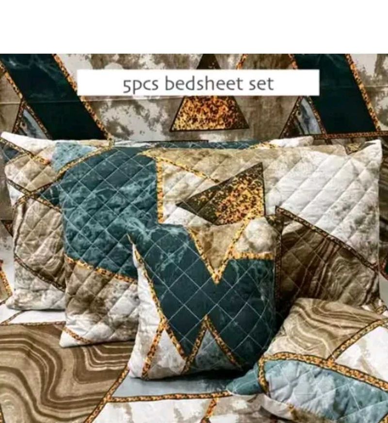 5 Pcs Quilted Bedsheet Set