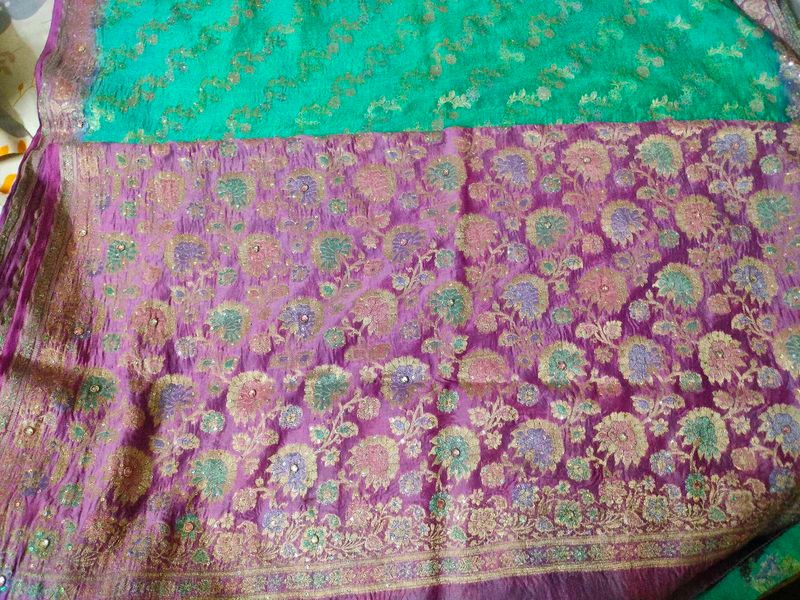 Exquisite Teal &amp; Magenta Silk Saree