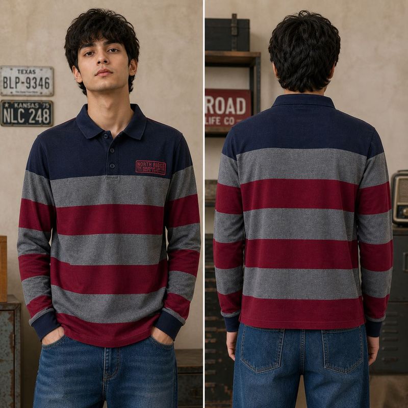 Roadster Striped Long Sleeve Polo Shirt