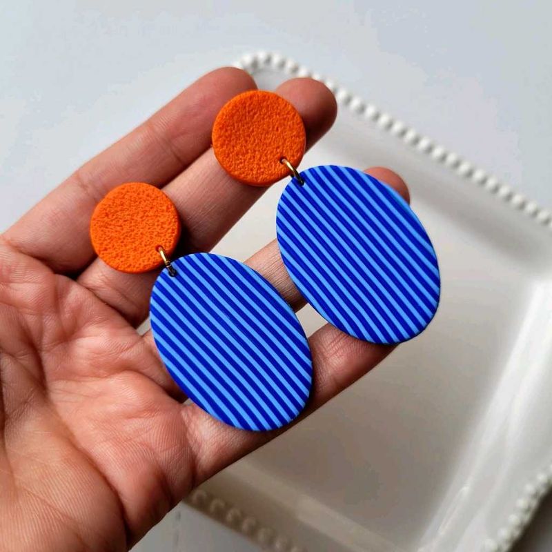 Bold Striped Oval Earrings