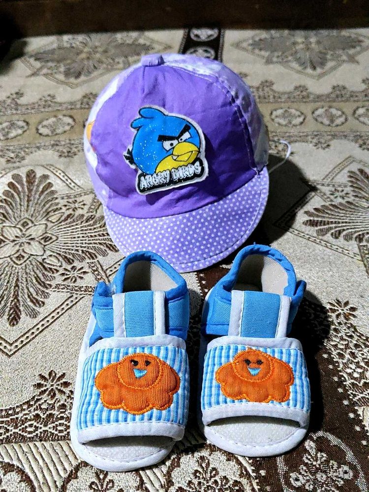 Combo Of Baby Sandals &amp; Cap For Summer