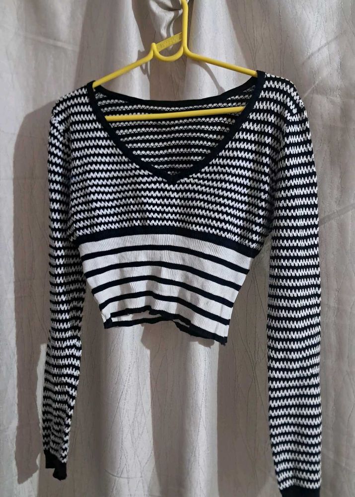 Striped Knit Crop Top