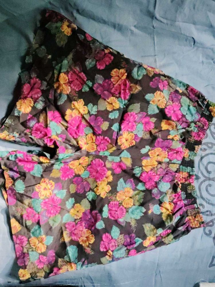 Flowy Floral Print Palazzo Pants