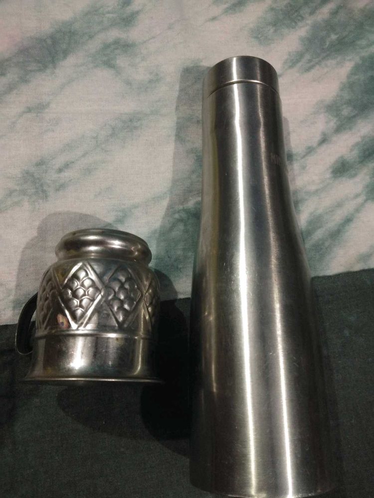 Combo Vintage Stainles Steel Water Bottle &amp; Mug S