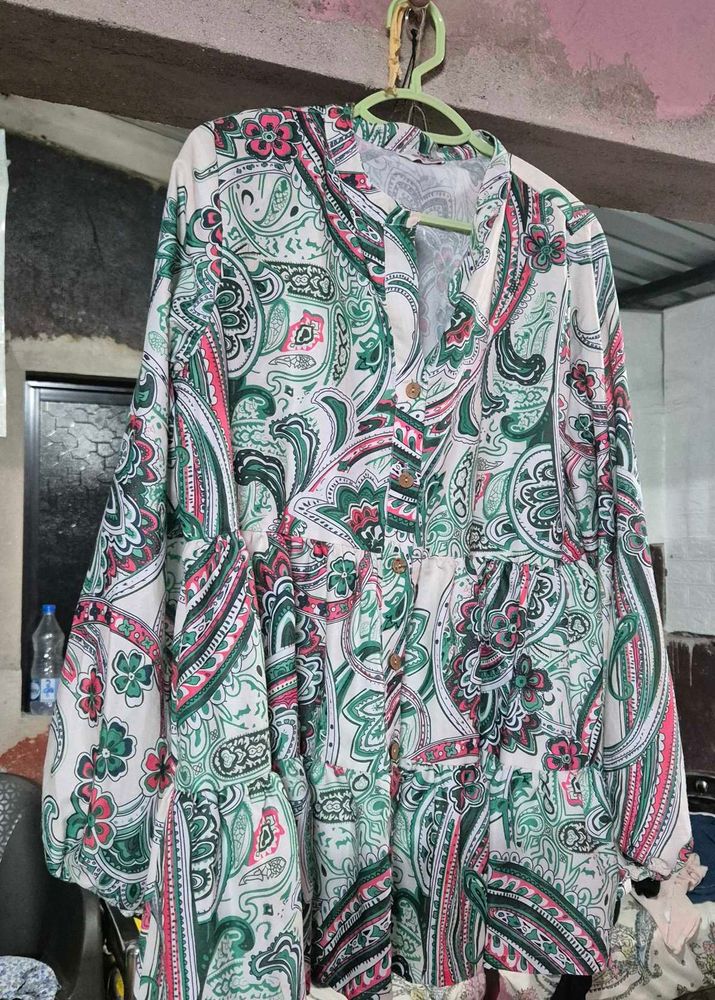 Boho Paisley Print Tiered Kurta