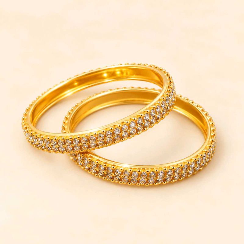Elegant Gold Bangles with Crystals