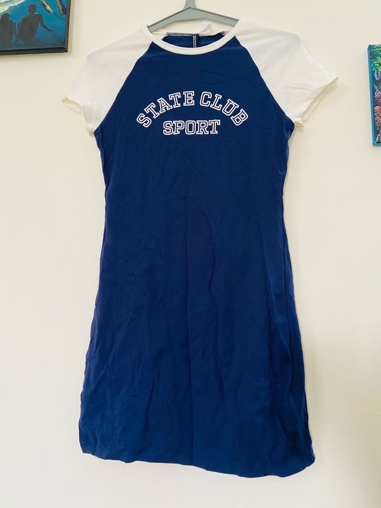 Blue Sporty "State Club" Mini Dress