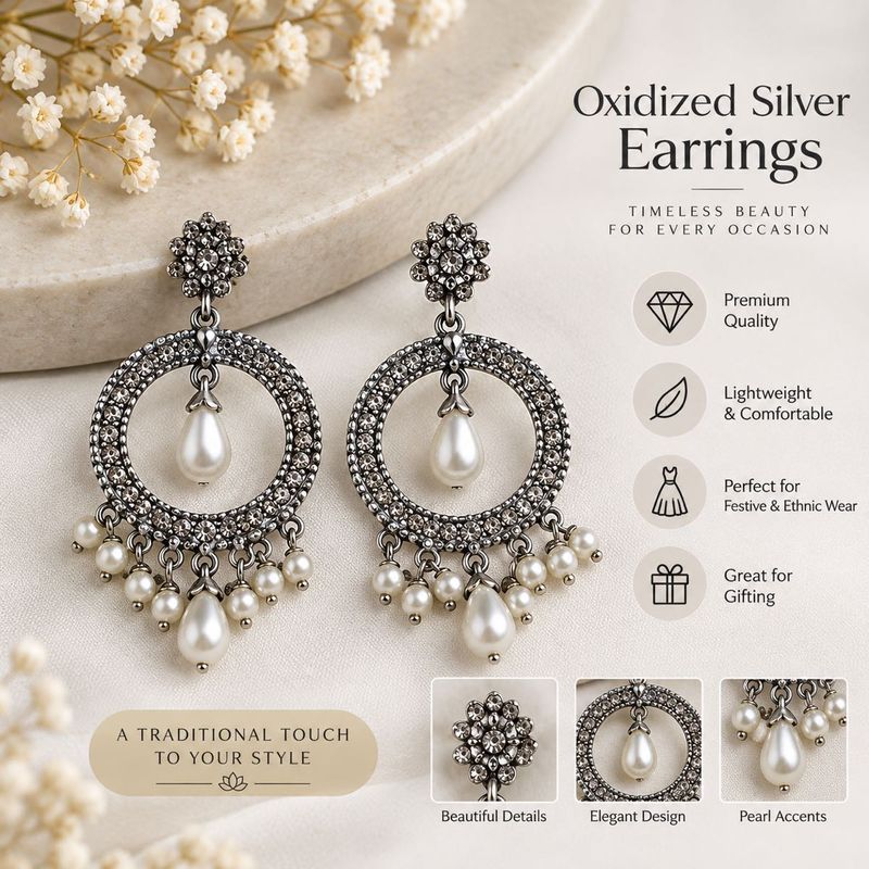 Elegant Pearl Drop Hoop Earrings