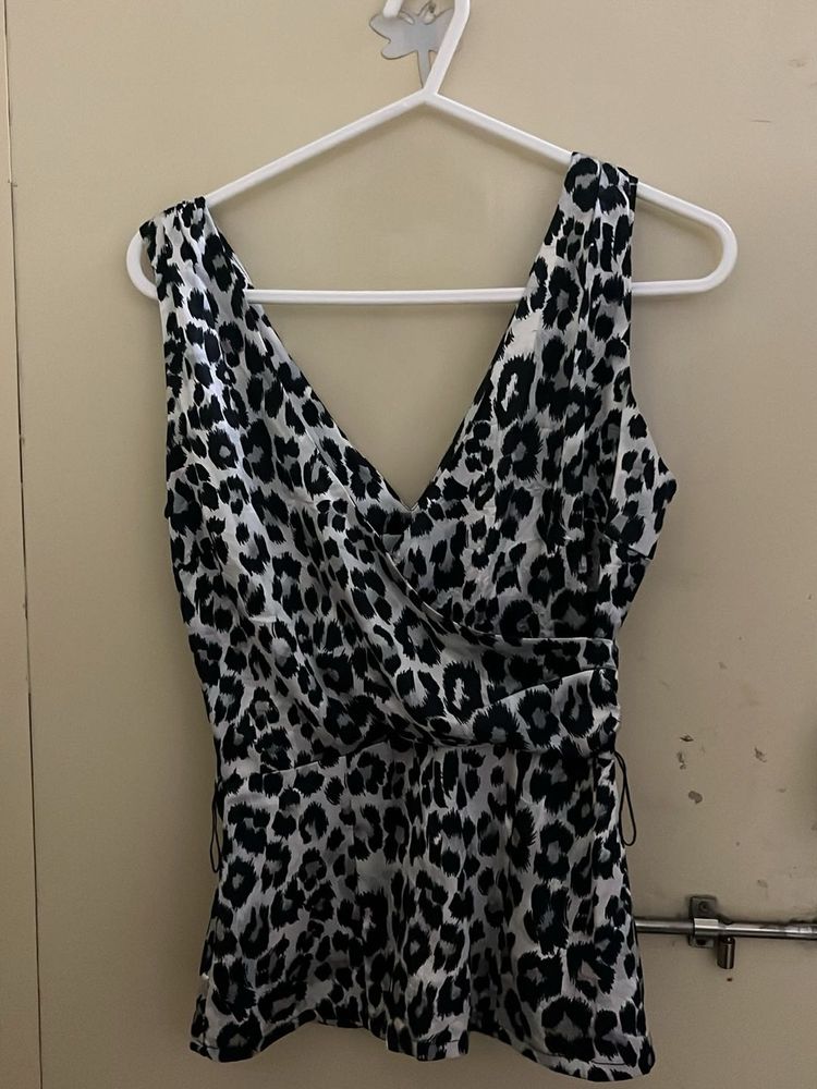 Zebra Print Wrap Top