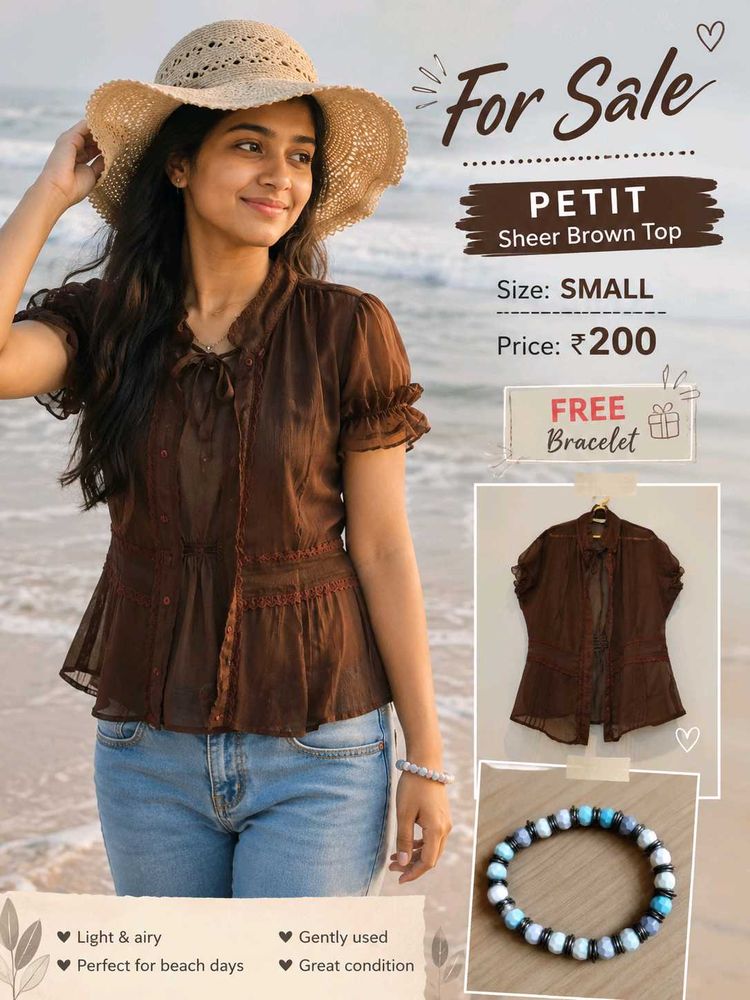 Sheer Brown Peplum Top