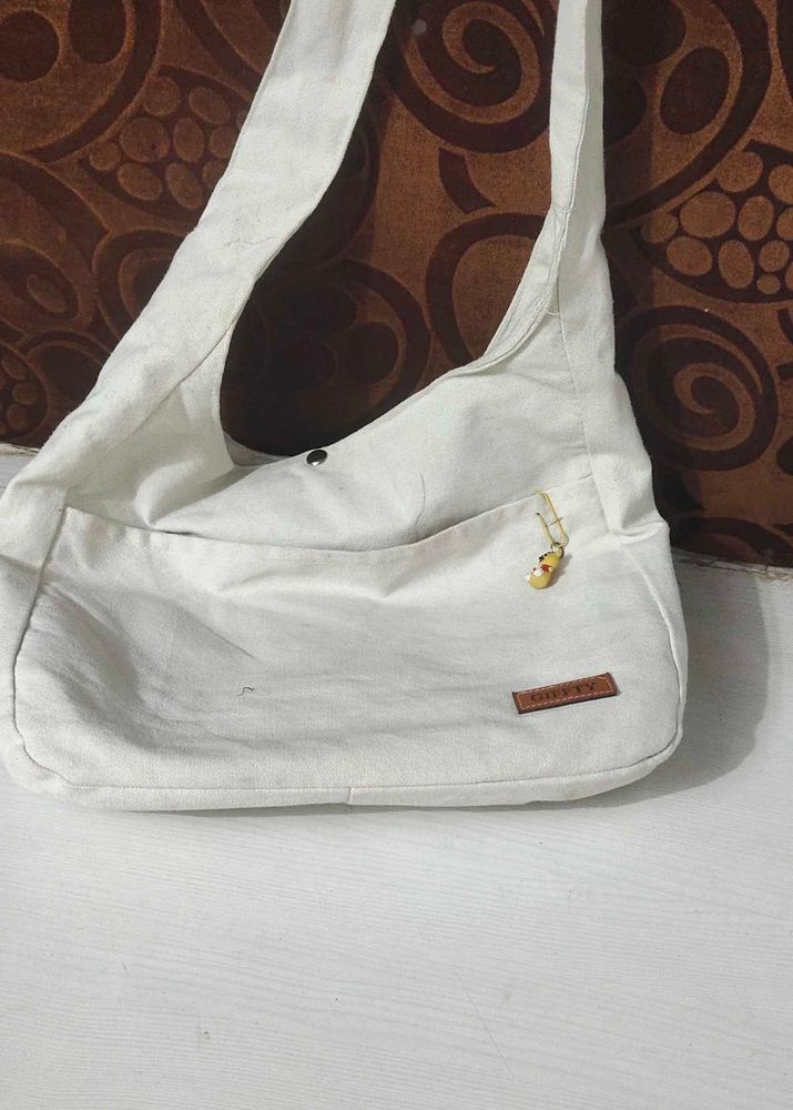 White Canvas Sling Bag