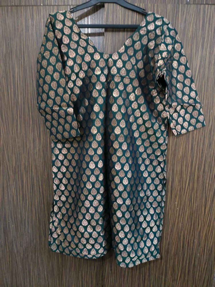 pure silk banarasi kurti,skirt