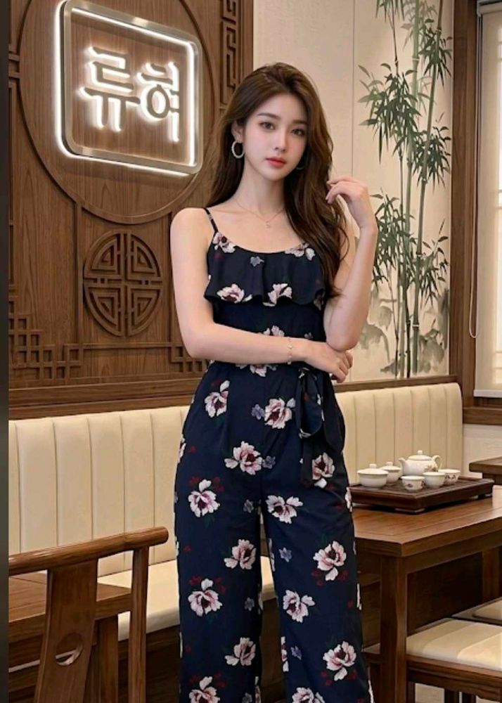 Floral Print Wide-Leg Jumpsuit