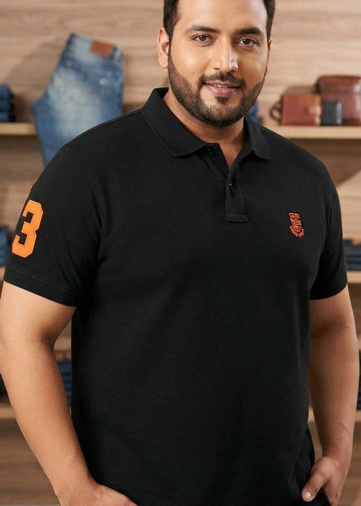 Men's Black  5xl Polo T-Shirt