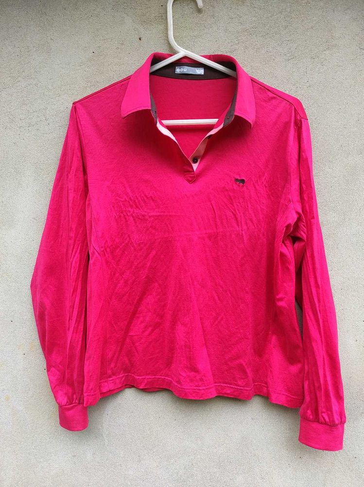 Vintage PATLong Sleeve Pink Polo Shirt