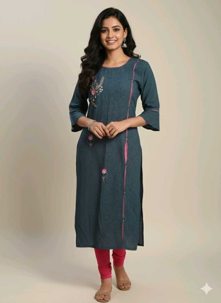 Chic Blue Embroidered Kurti