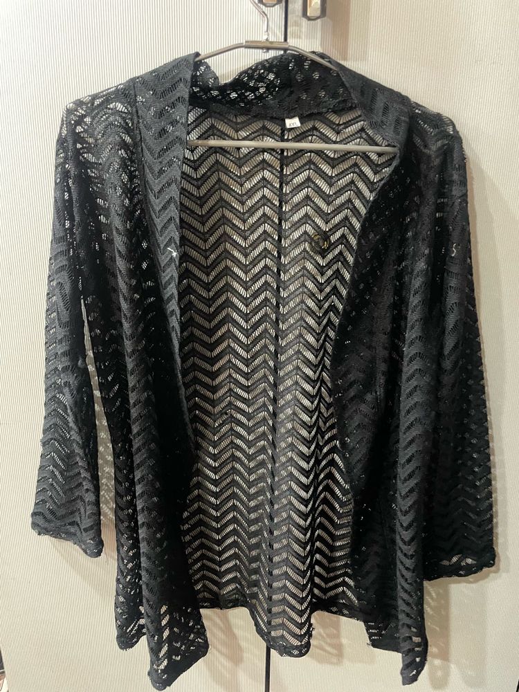Sheer Black Chevron Cardigan
