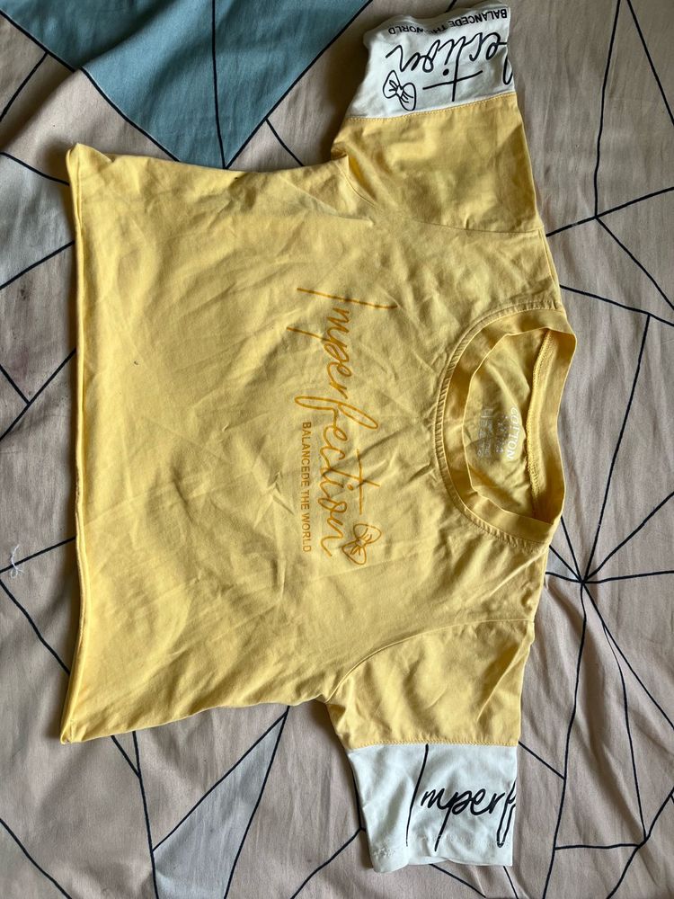 Yellow Crop Top And Hair Roller