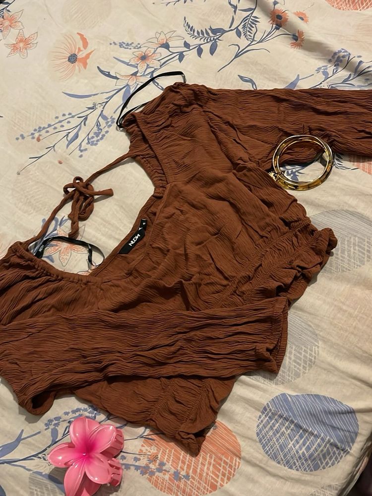 Boho Off-Shoulder Crinkle Top