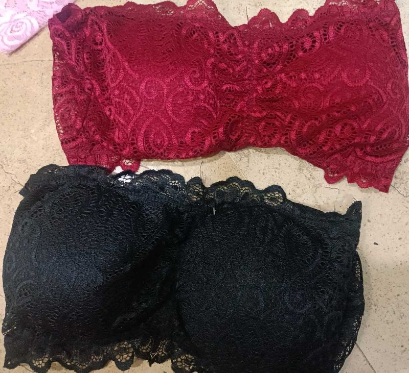 Lace Bandeau Bra Set