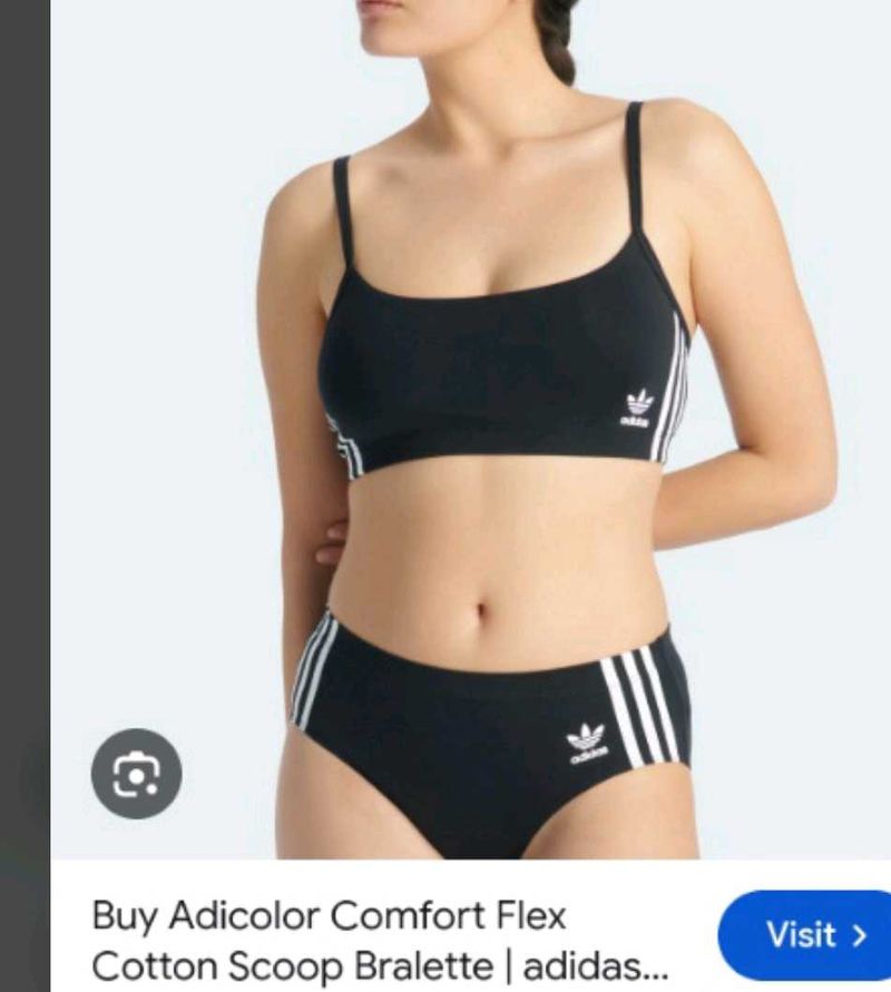 Adidas Black 3-Stripes Bralette Set