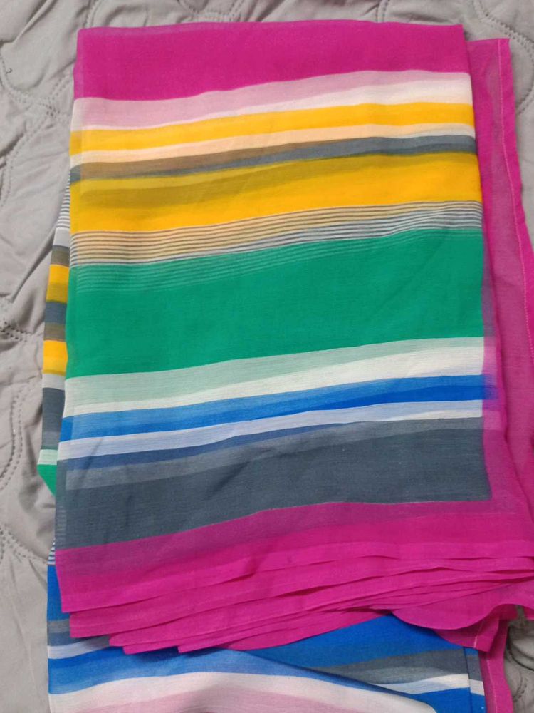 Vibrant Striped Saree