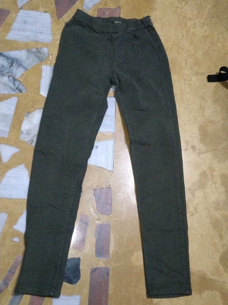 Olive Green Casual Pants