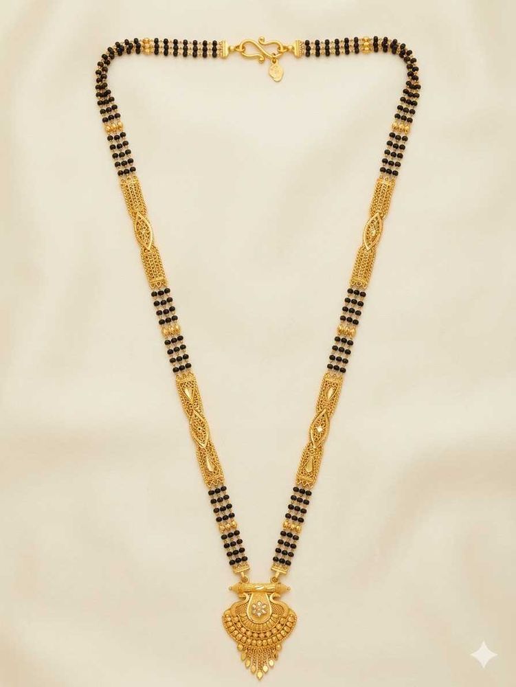 Elegant Gold Mangalsutra with Black Beads