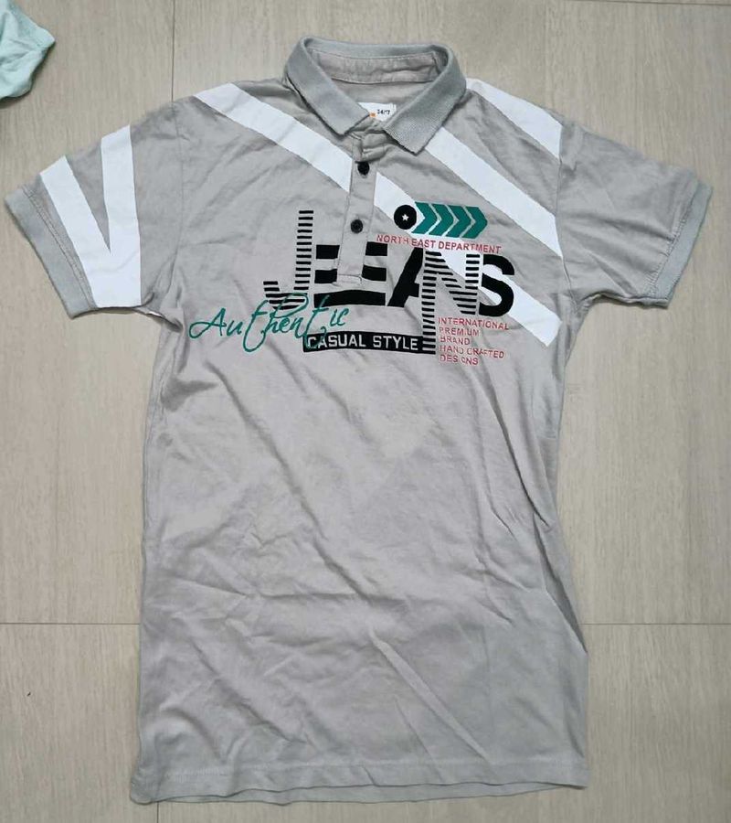 Men's Casual Style Jeans Polo T-Shirt