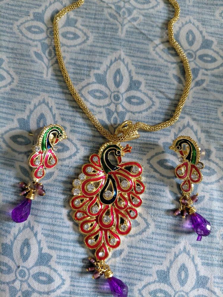 Peacock Necklace &amp; Earring Set