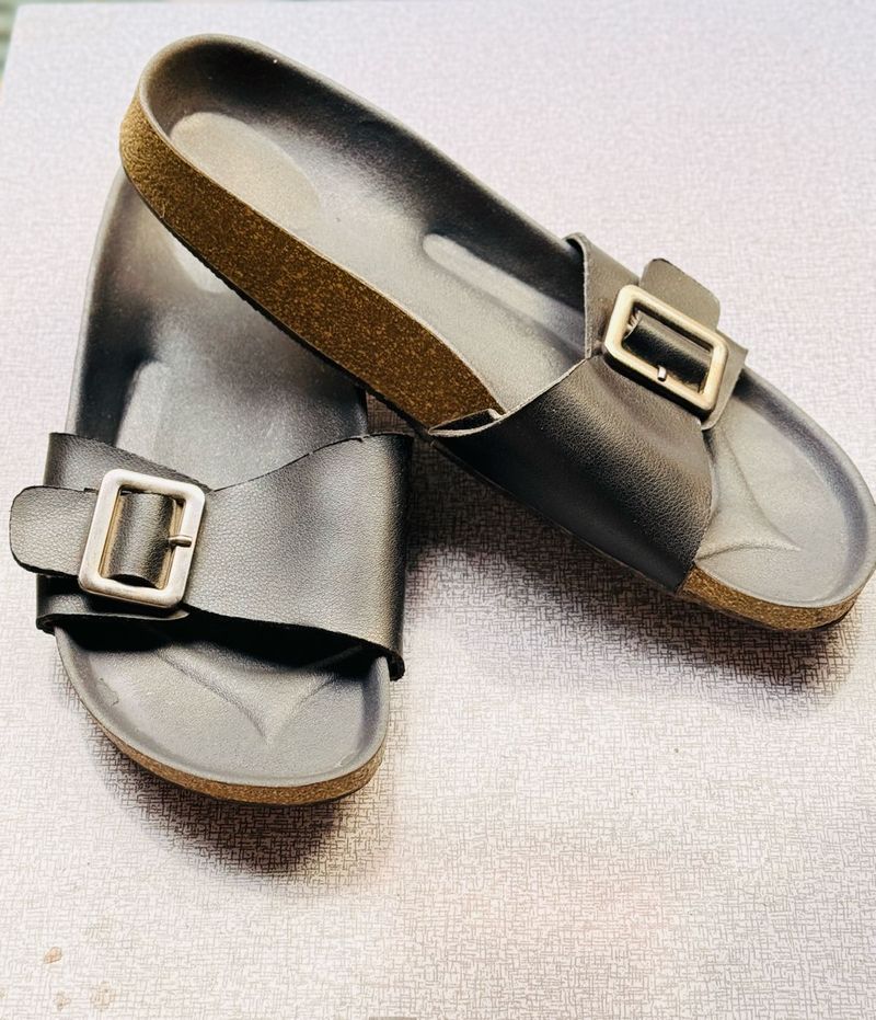 Black Buckle Detail Sandals