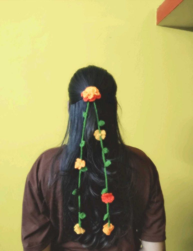 Handmade hair Long tie crochet 🧶