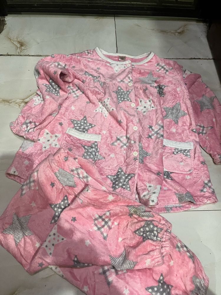 Cozy Pink Star Print Pajama Set