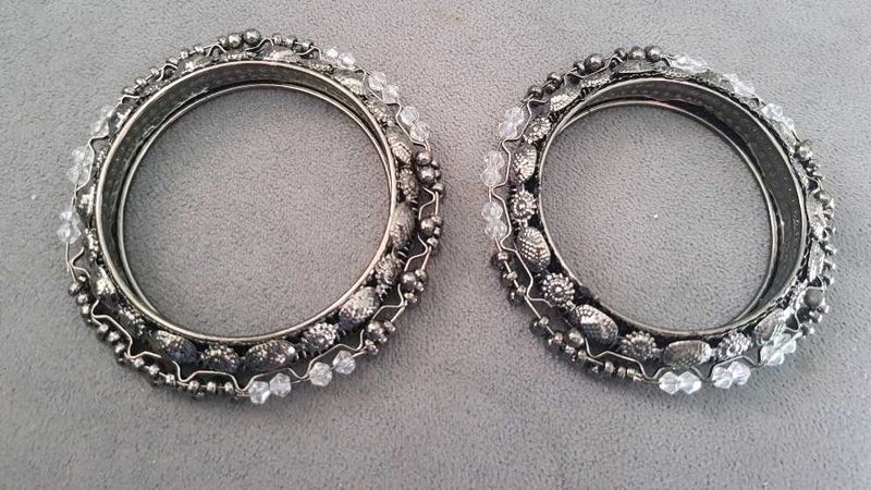 Elegant Oxidized Bangles with Crystals