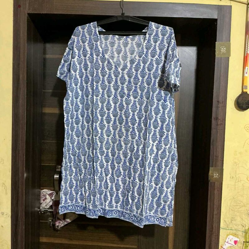 Blue Floral Print Kurta