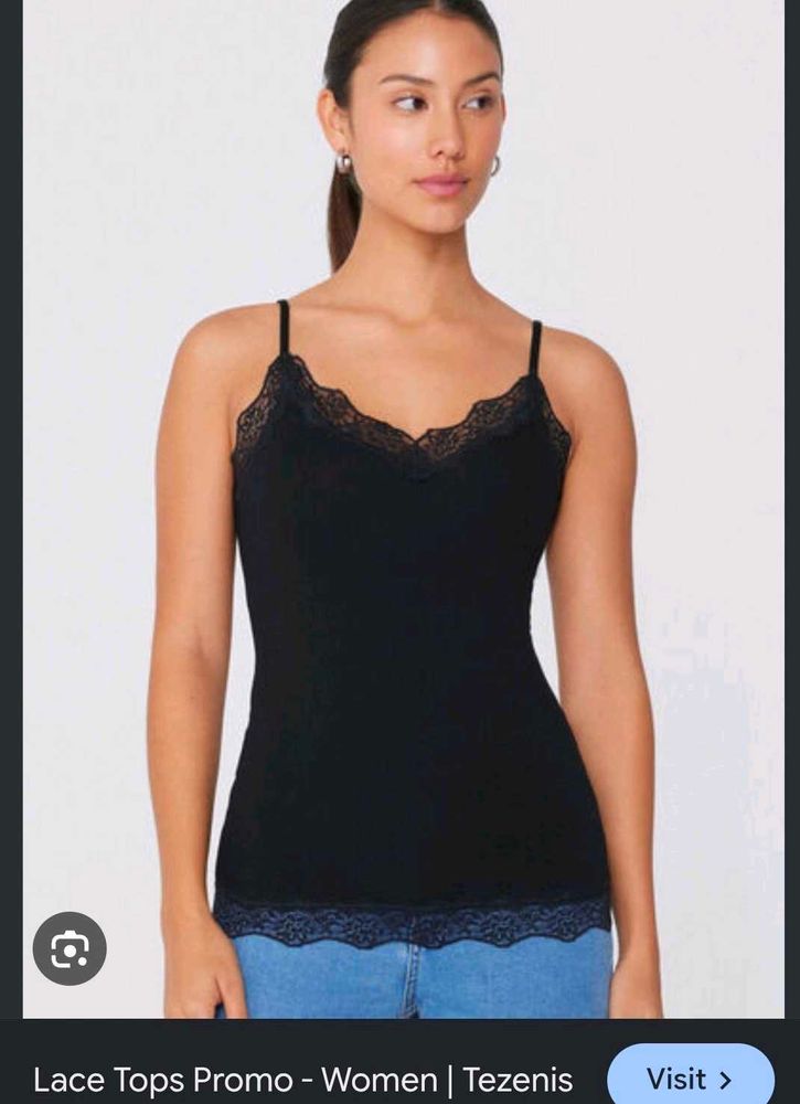 Black Lace Trim Camisole Top
