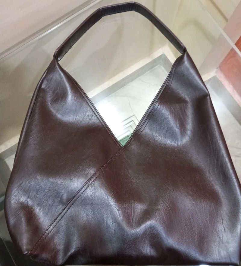 Stylish Brown Faux Leather Hobo Bag