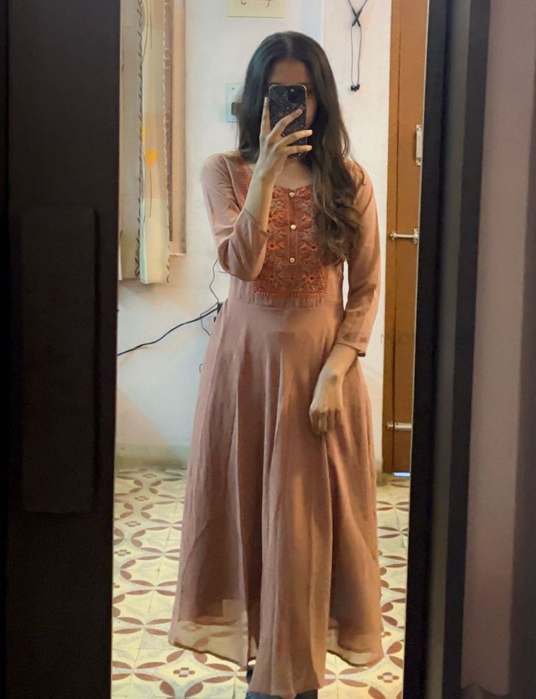Anarkali Pattern Brownish Mauve Long Kurta