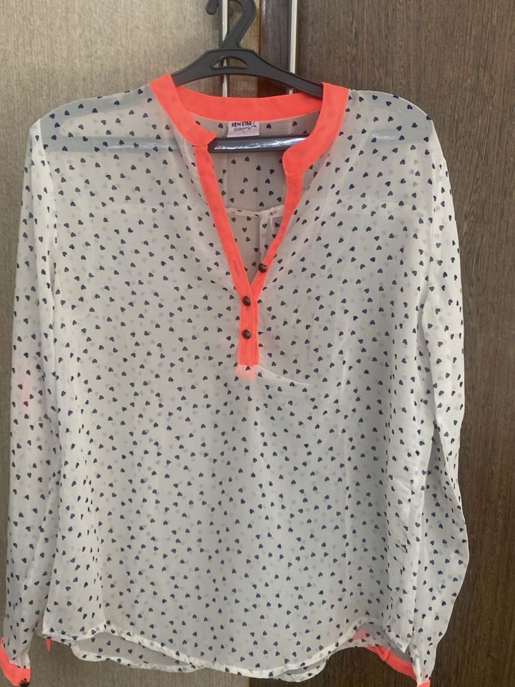 Sheer Heart Print Top Size exact M 38