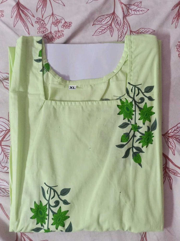 Light Green Floral Print Kurta