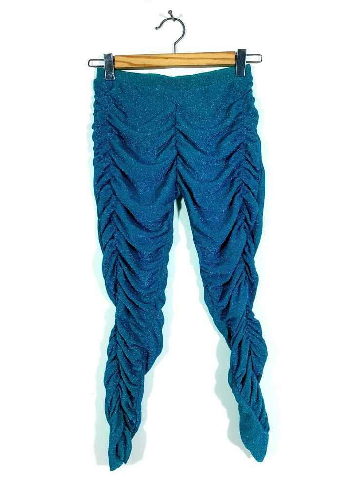 Sea Green Shimmer Capri Jegging For Girl's