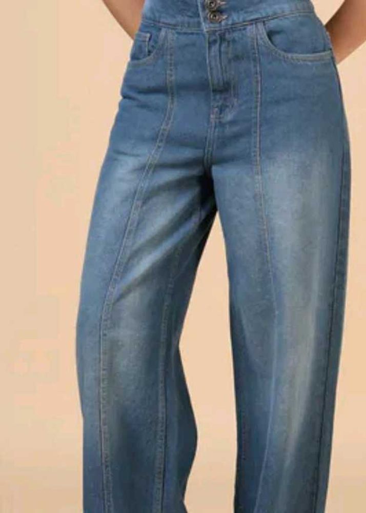 High-Waisted Wide-Leg Denim Jeans