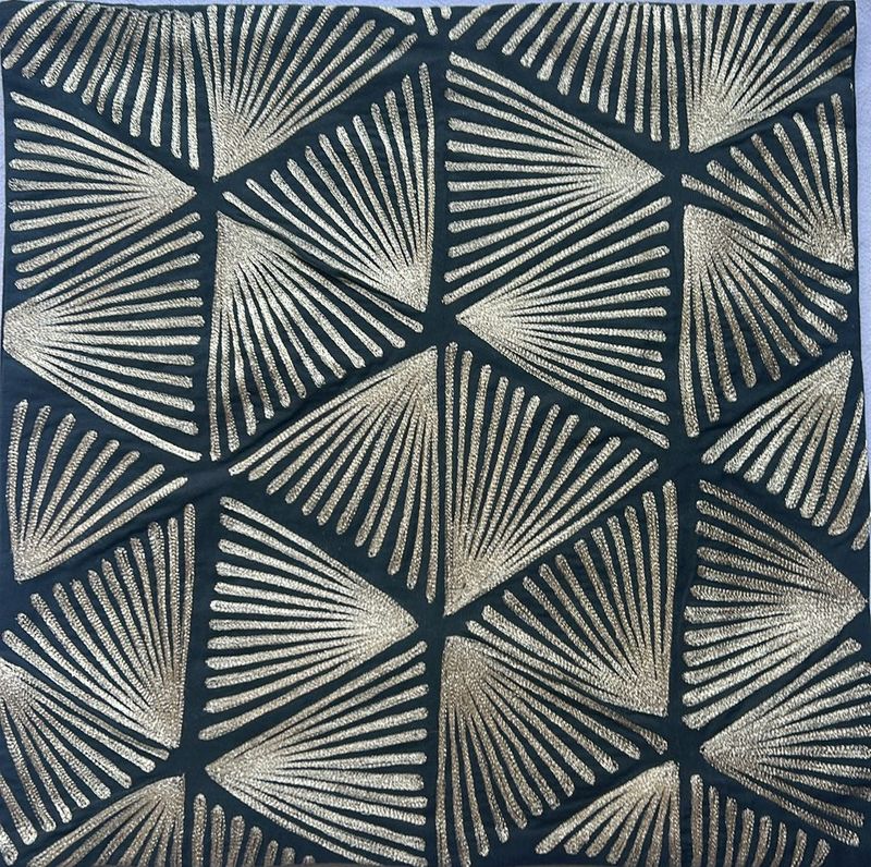 45x45cm  Black Cotton GoldenZari Embroidered Cover