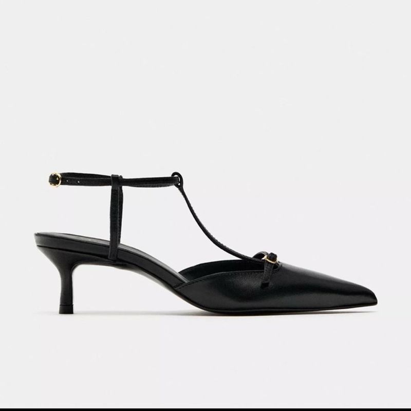 Zara leather kitten heels