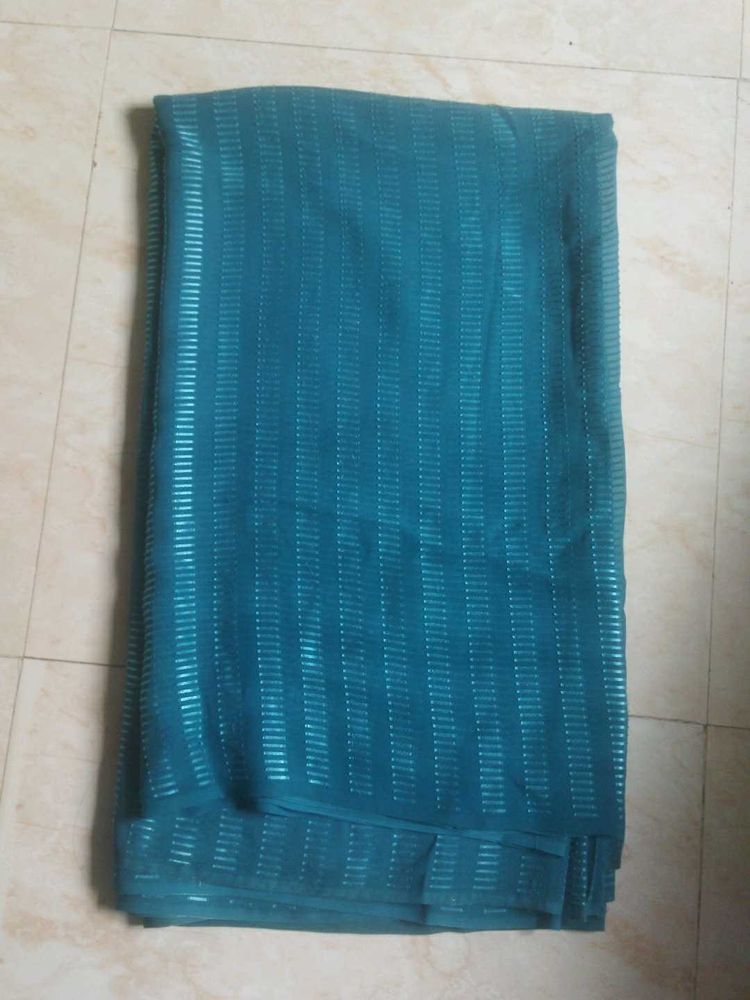 Teal Striped Saree